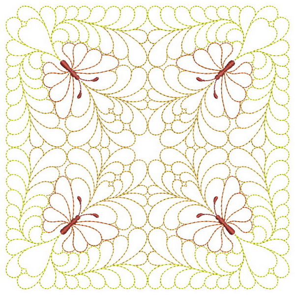 Trapunto Butterfly Quilt Block-10