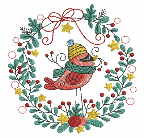 Folk Art Christmas Birds-3