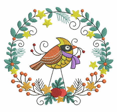 Folk Art Christmas Birds-12