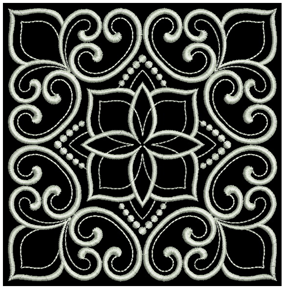 White Work Quilt Block 2-10