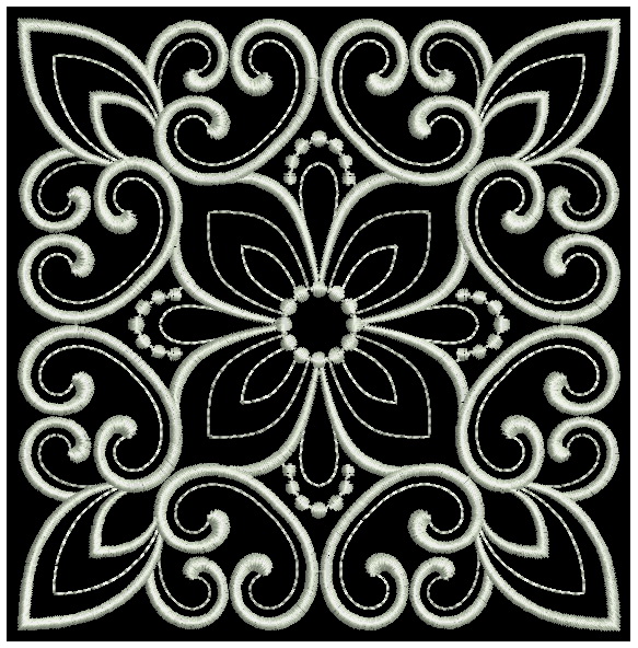 White Work Quilt Block 2-14