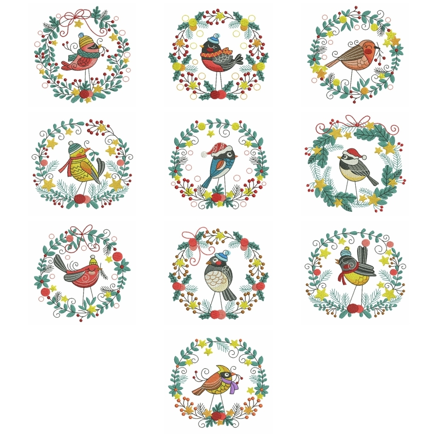 Folk Art Christmas Birds