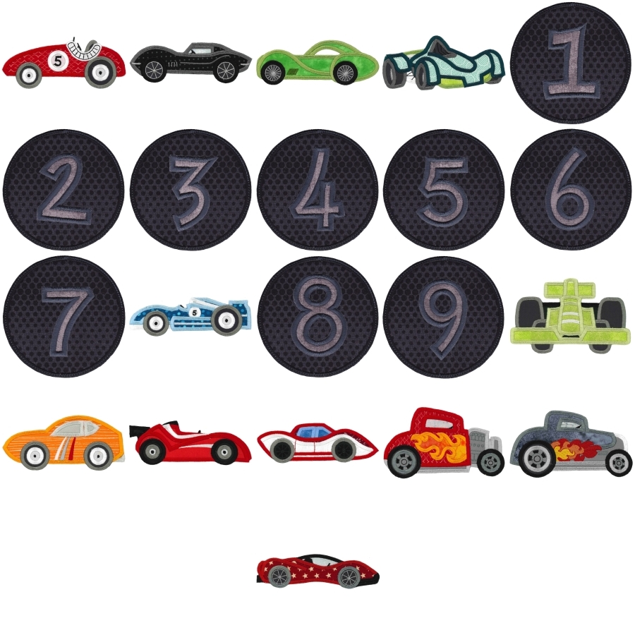 854 Race Cars Applique