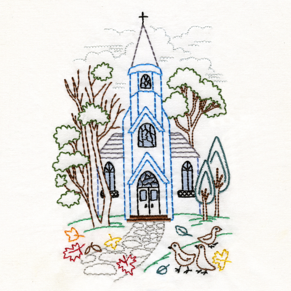 06 Charming Church in Fall Single