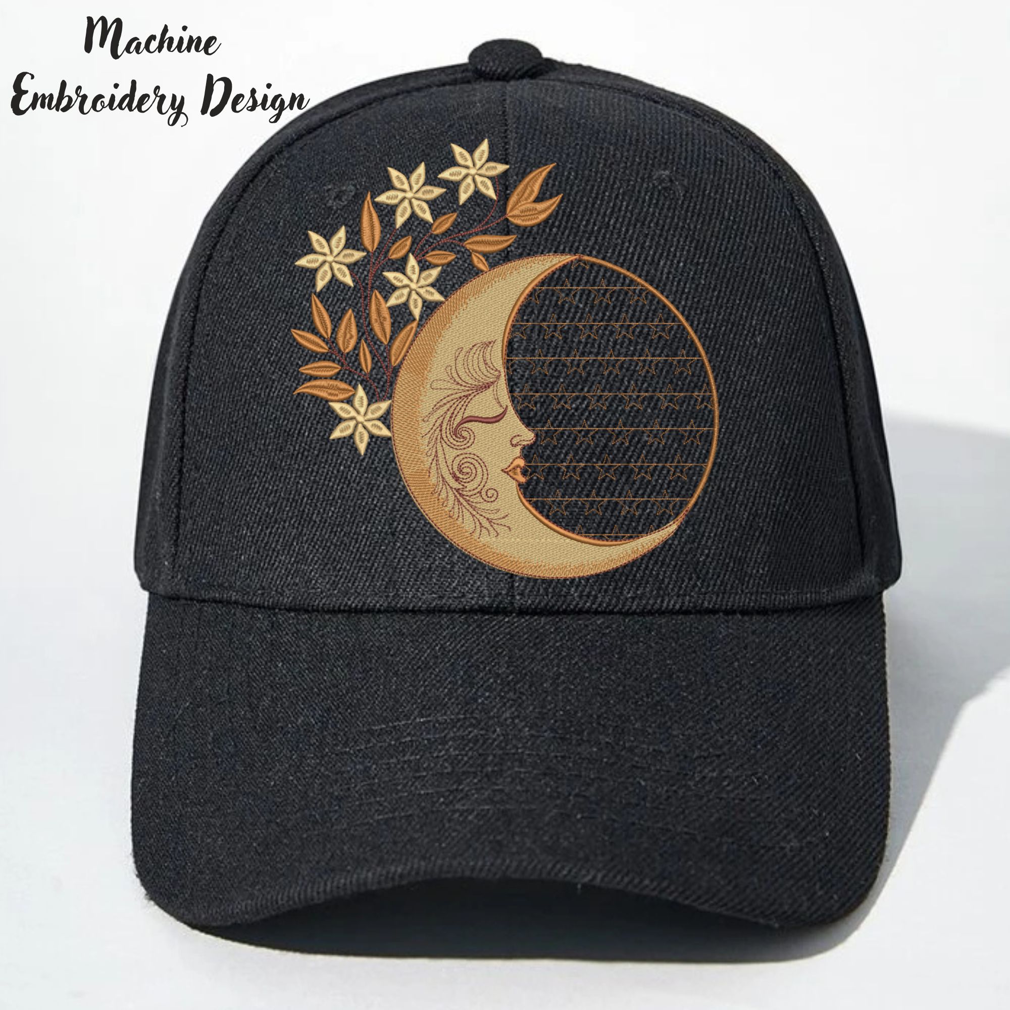 Magic Crescent Moon with Stars and Florals-4