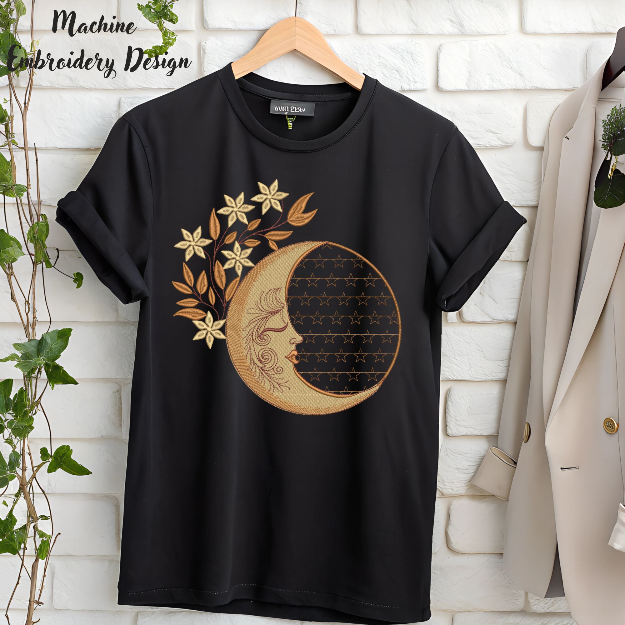 Magic Crescent Moon with Stars and Florals-8