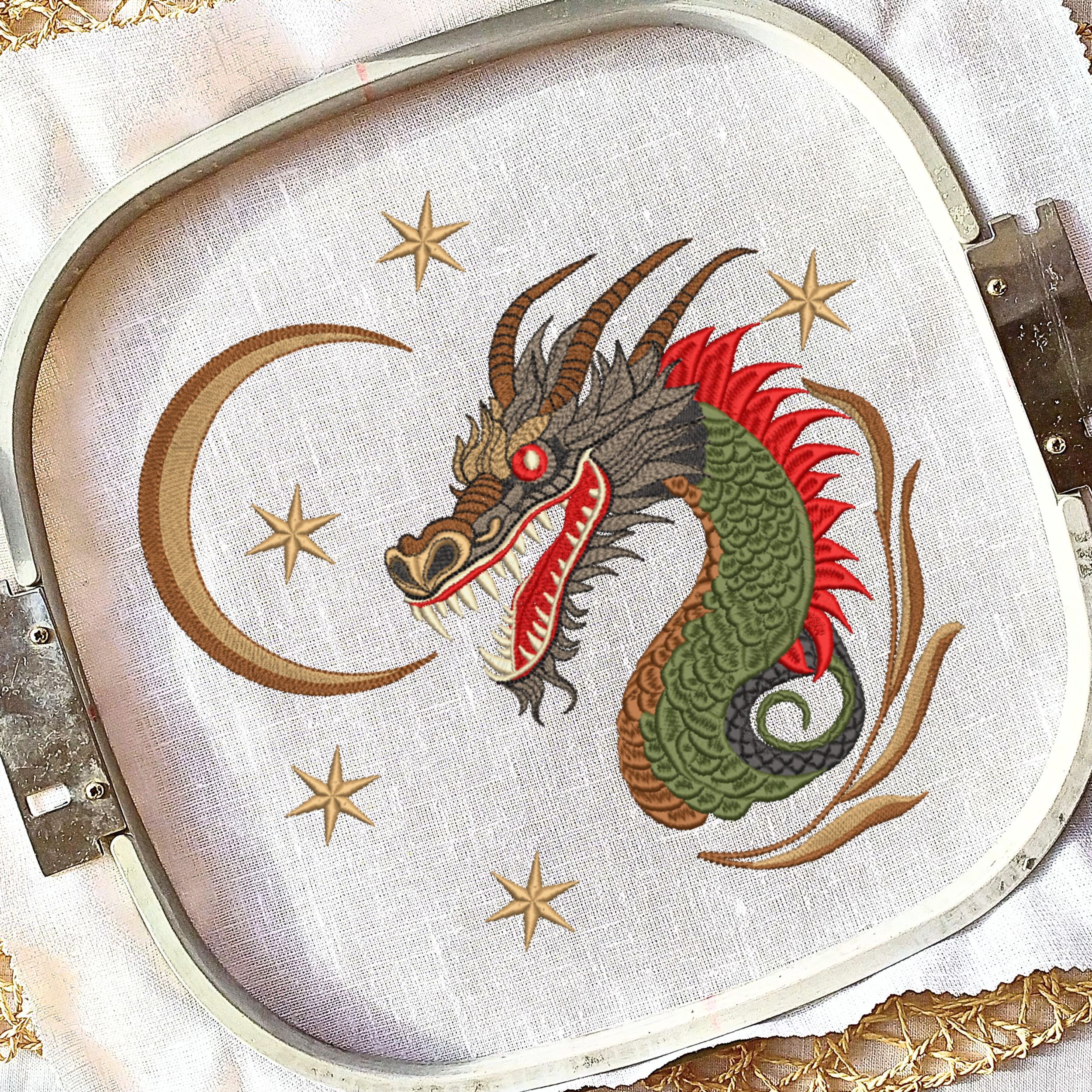 Set of 4 Chinese Dragon Moon and Stars-8