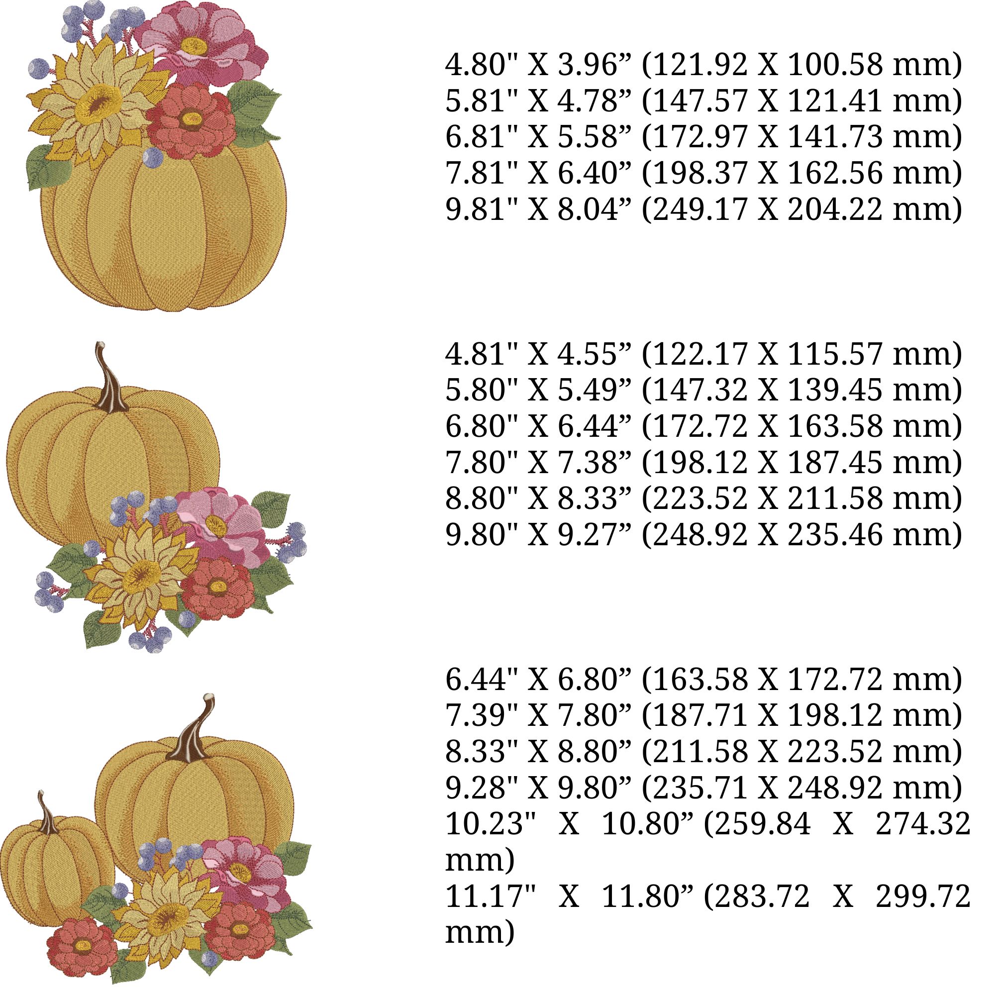 Set of 3 Fall Pumpkin and Flowers-4