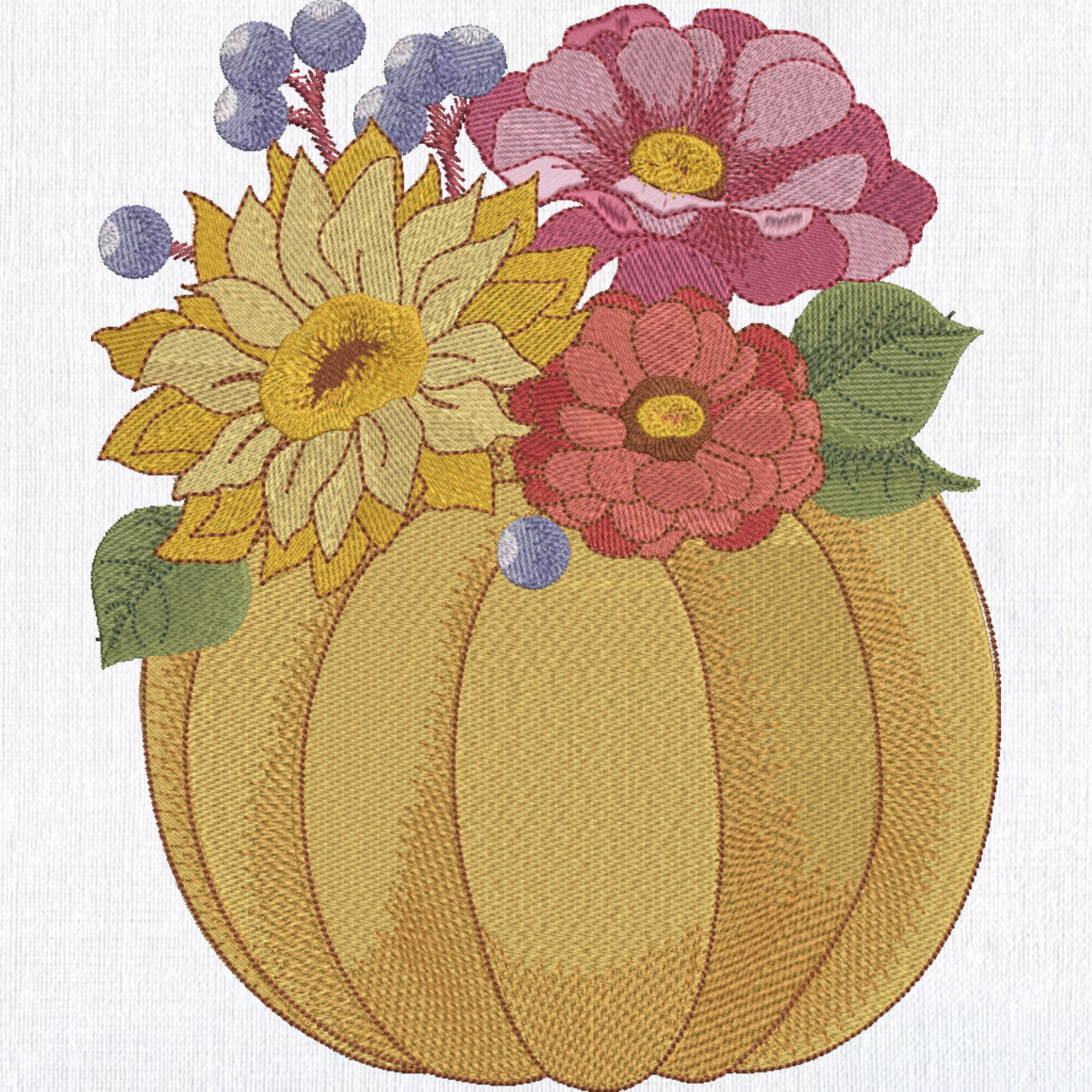 Set of 3 Fall Pumpkin and Flowers-6