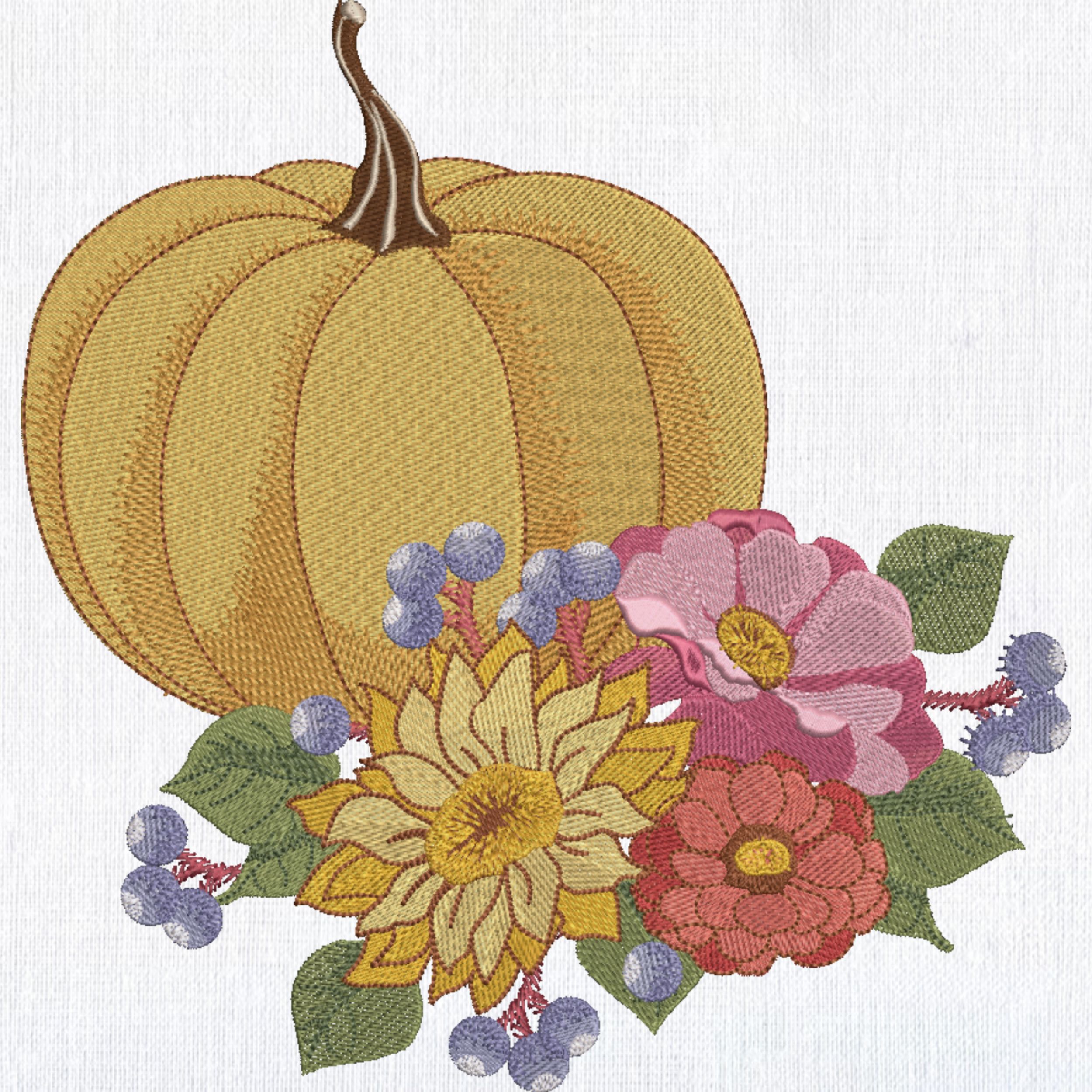 Set of 3 Fall Pumpkin and Flowers-7