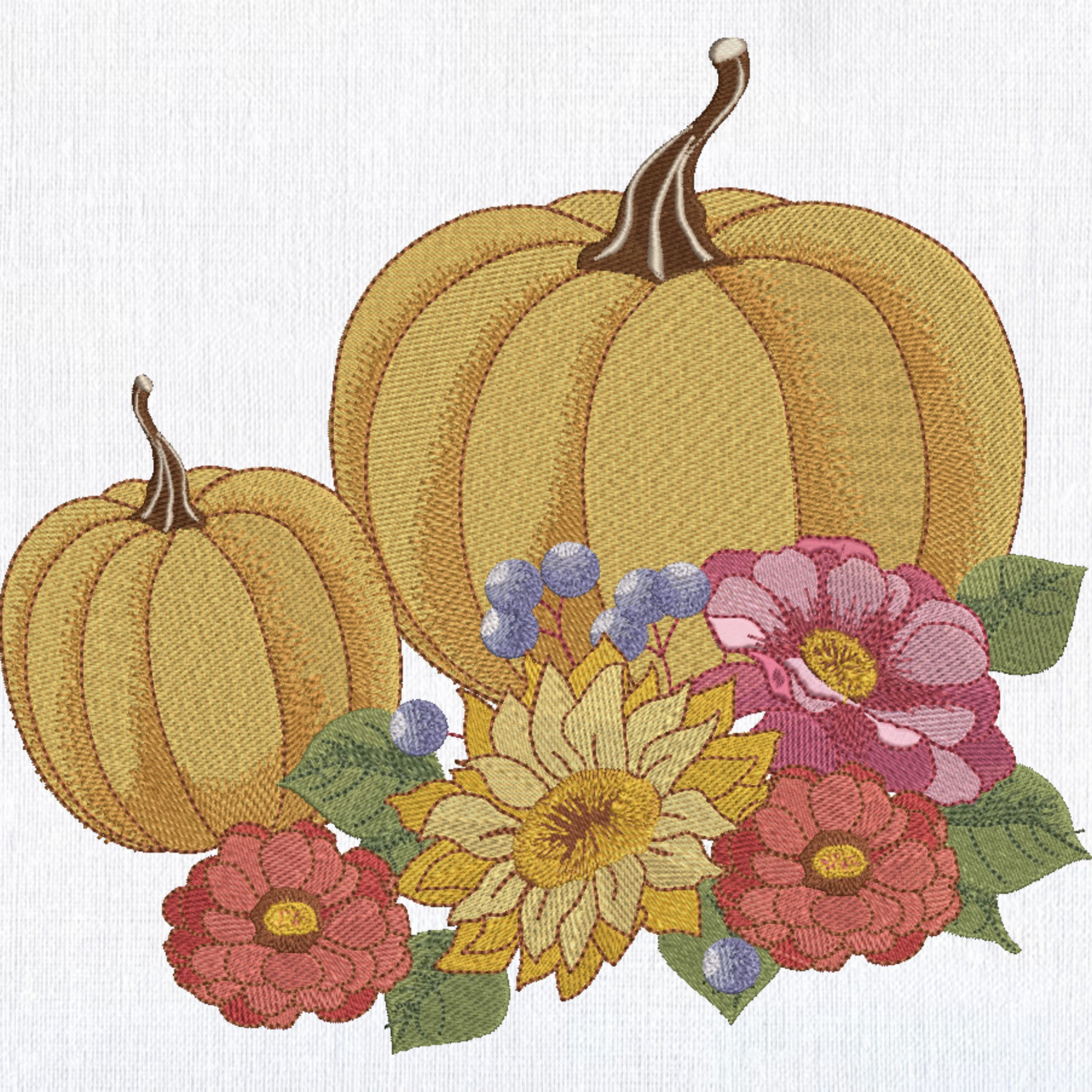 Set of 3 Fall Pumpkin and Flowers-8