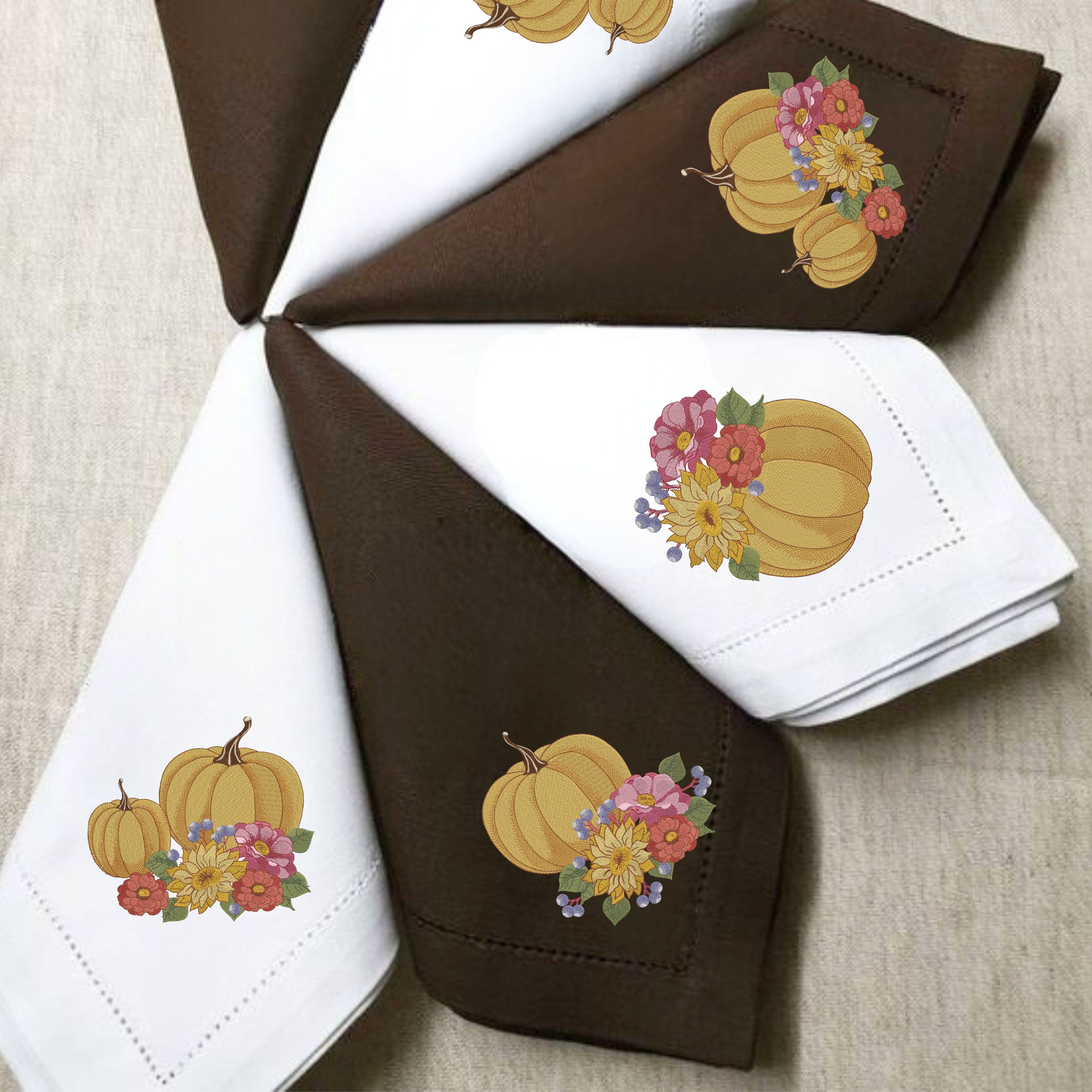 Set of 3 Fall Pumpkin and Flowers-11