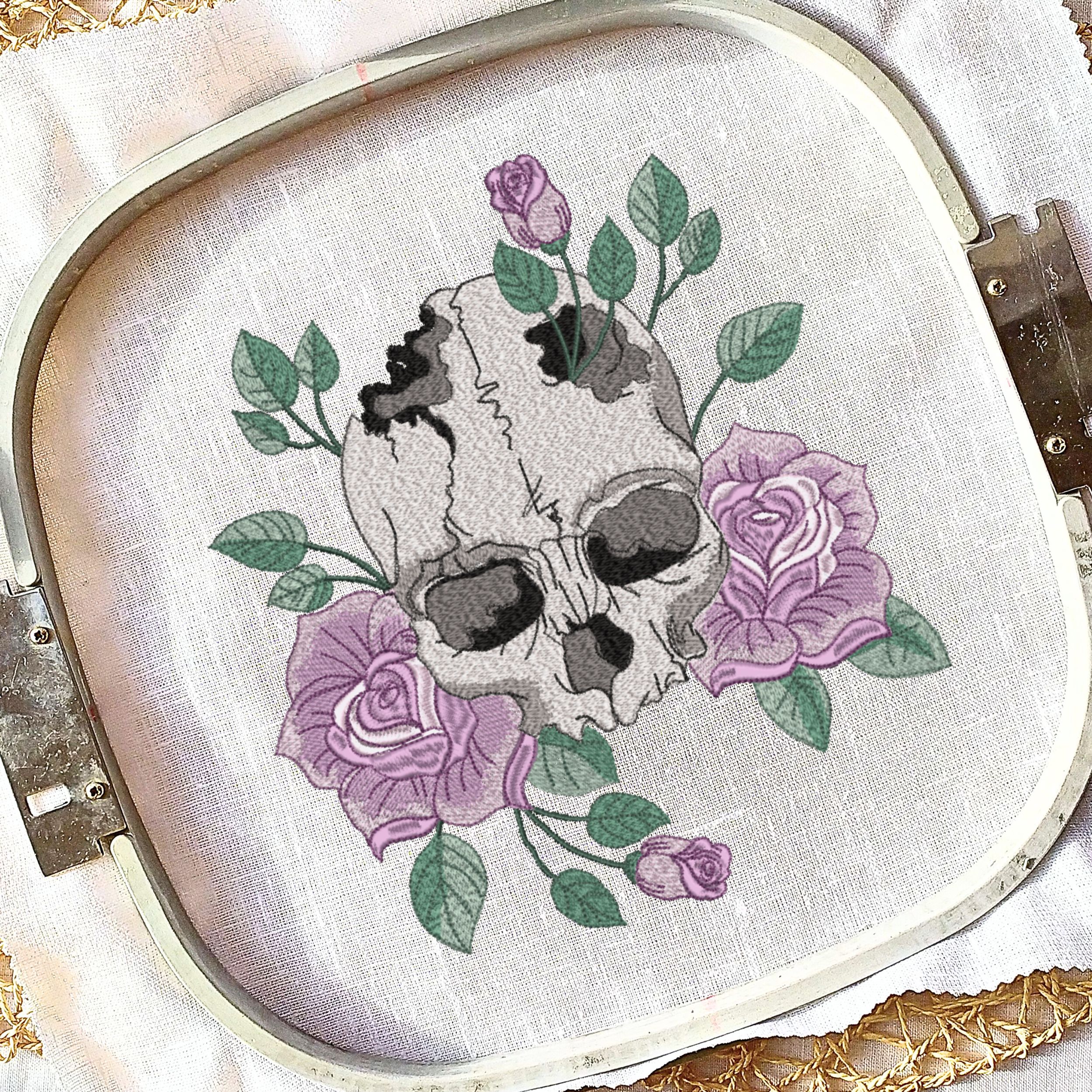 Set of 4 Skull and Skeleton with Roses-5