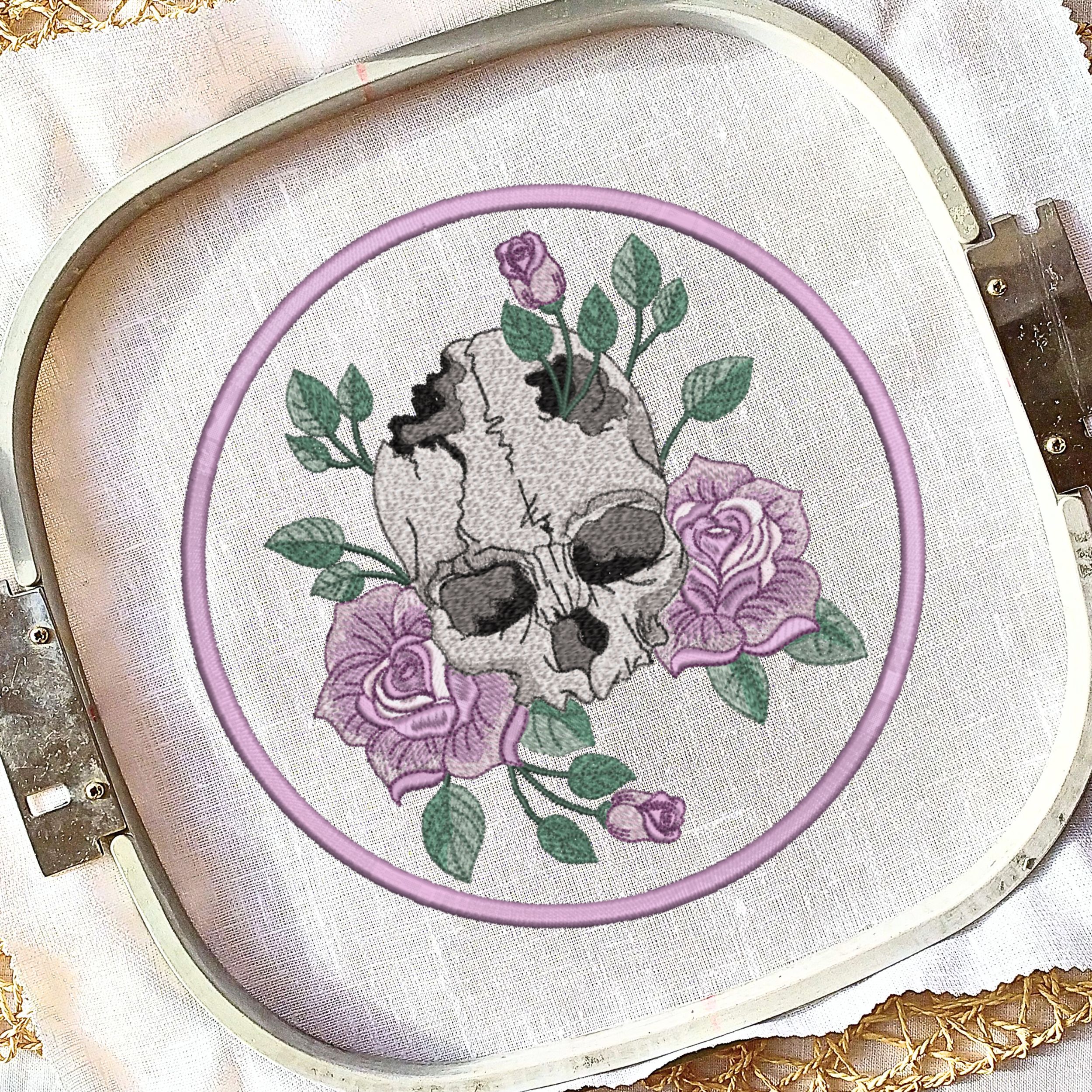 Set of 4 Skull and Skeleton with Roses-6