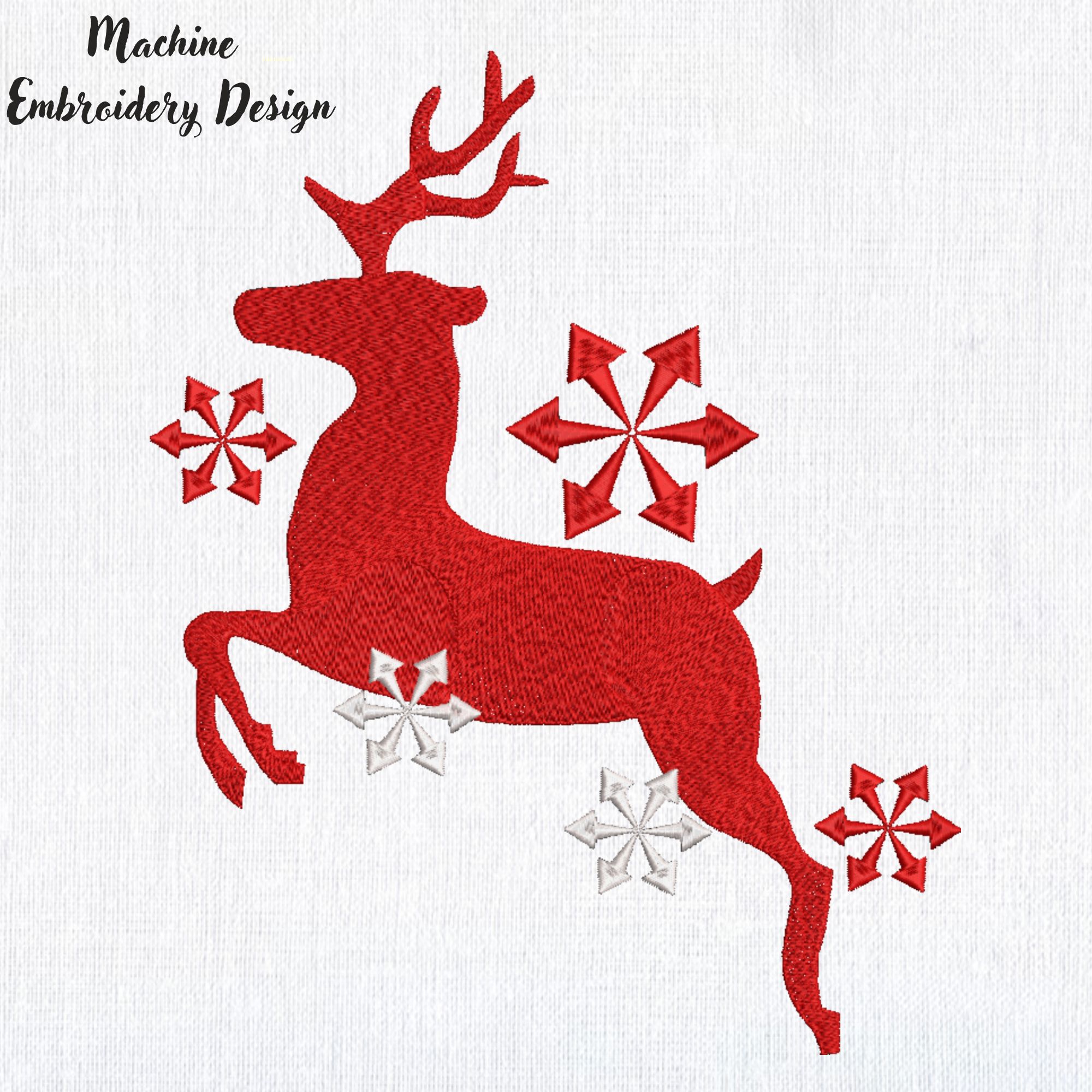 Christmas Deer and Snowflakes-3