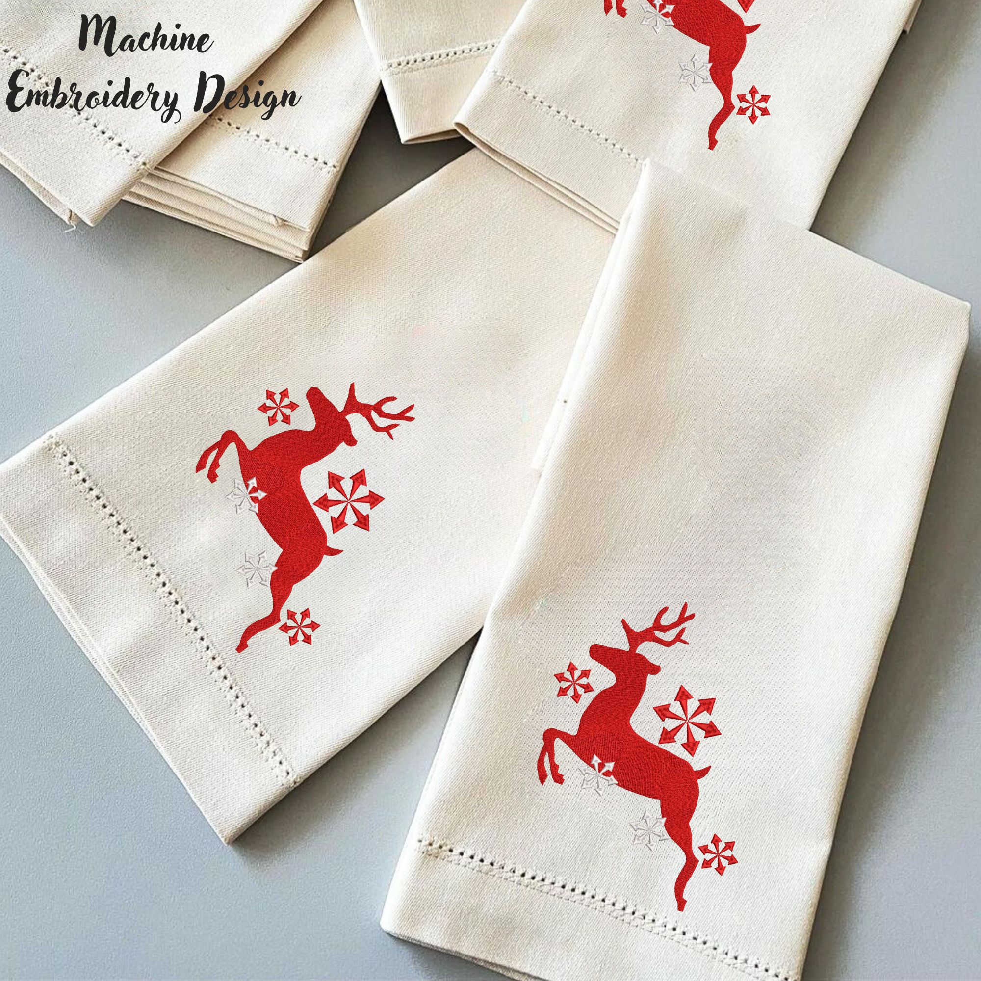 Christmas Deer and Snowflakes-8