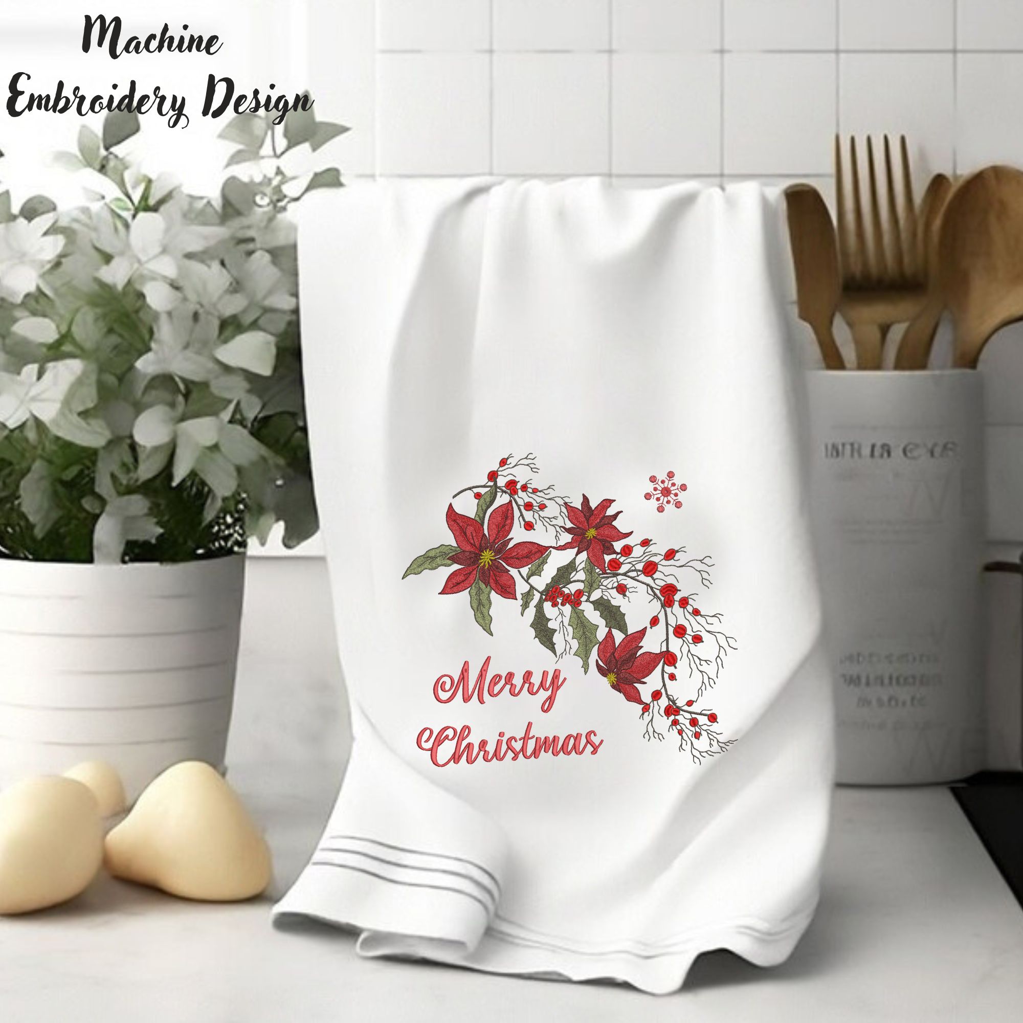 Merry Christmas Poinsettia for Pillows-7