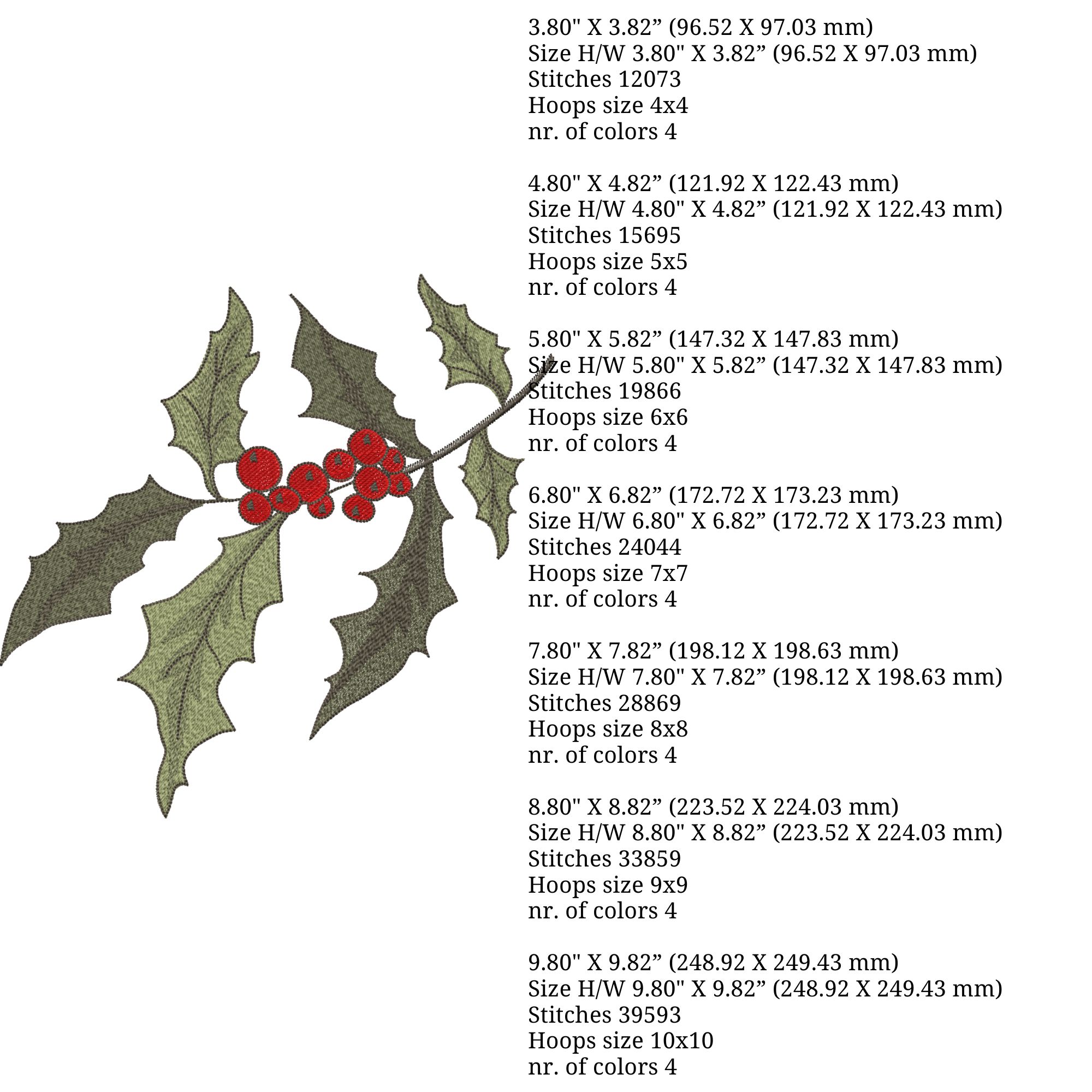 Christmas Holly Leaves and Berries 2-4