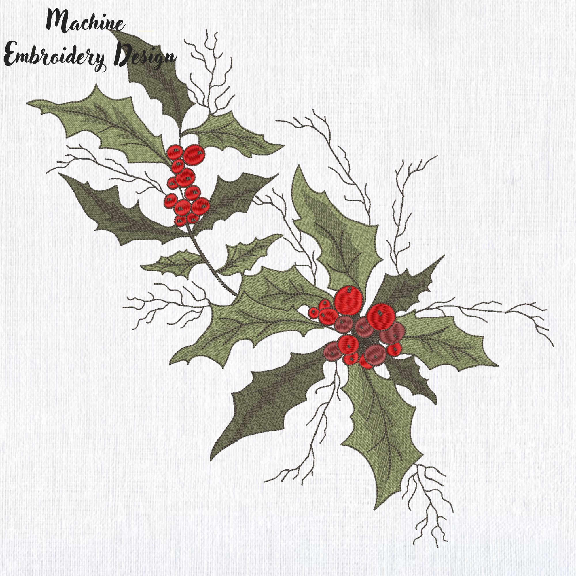 Christmas Holly Leaves and Berries 3-3