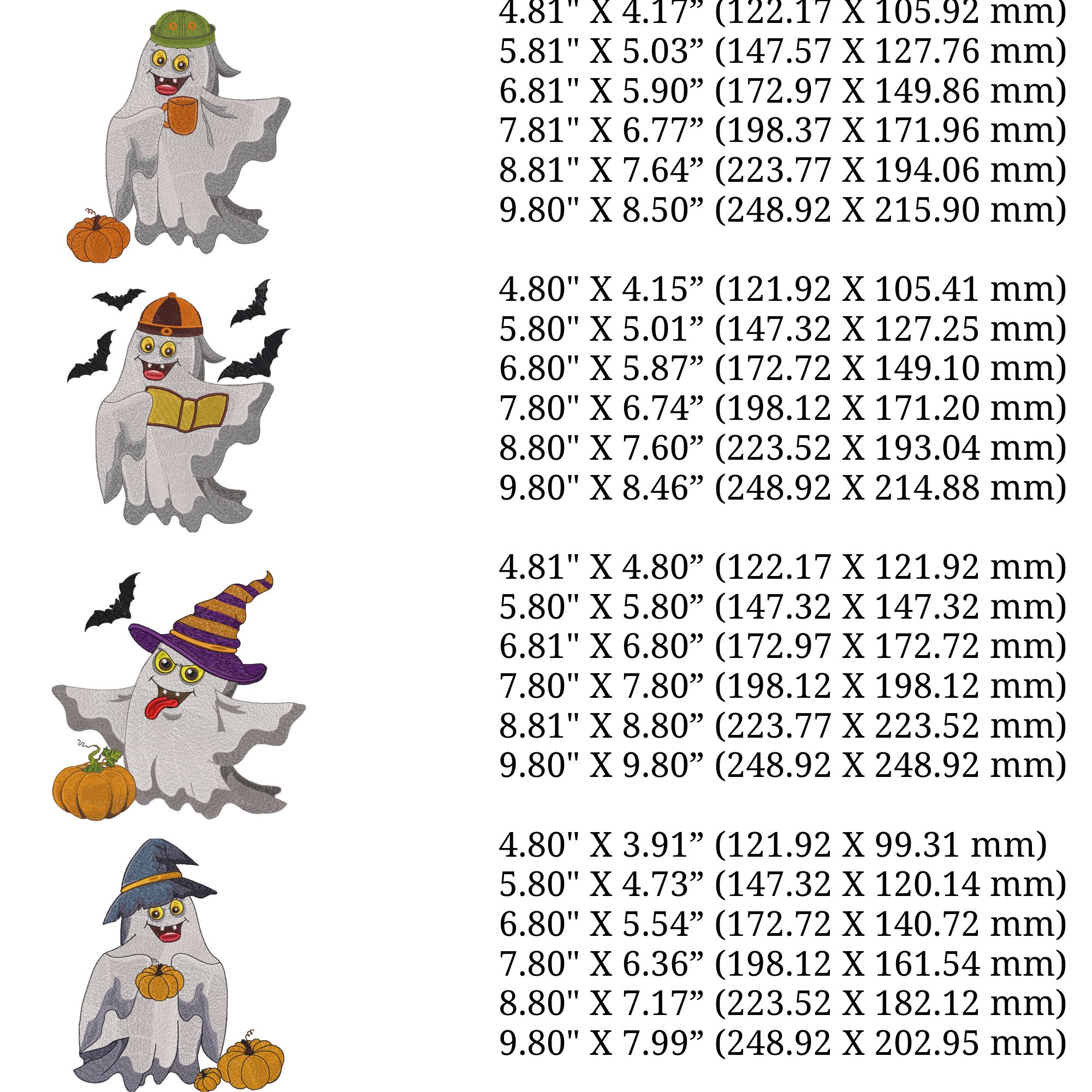 Set of 4 Smile Spooky Ghost in Hat-4