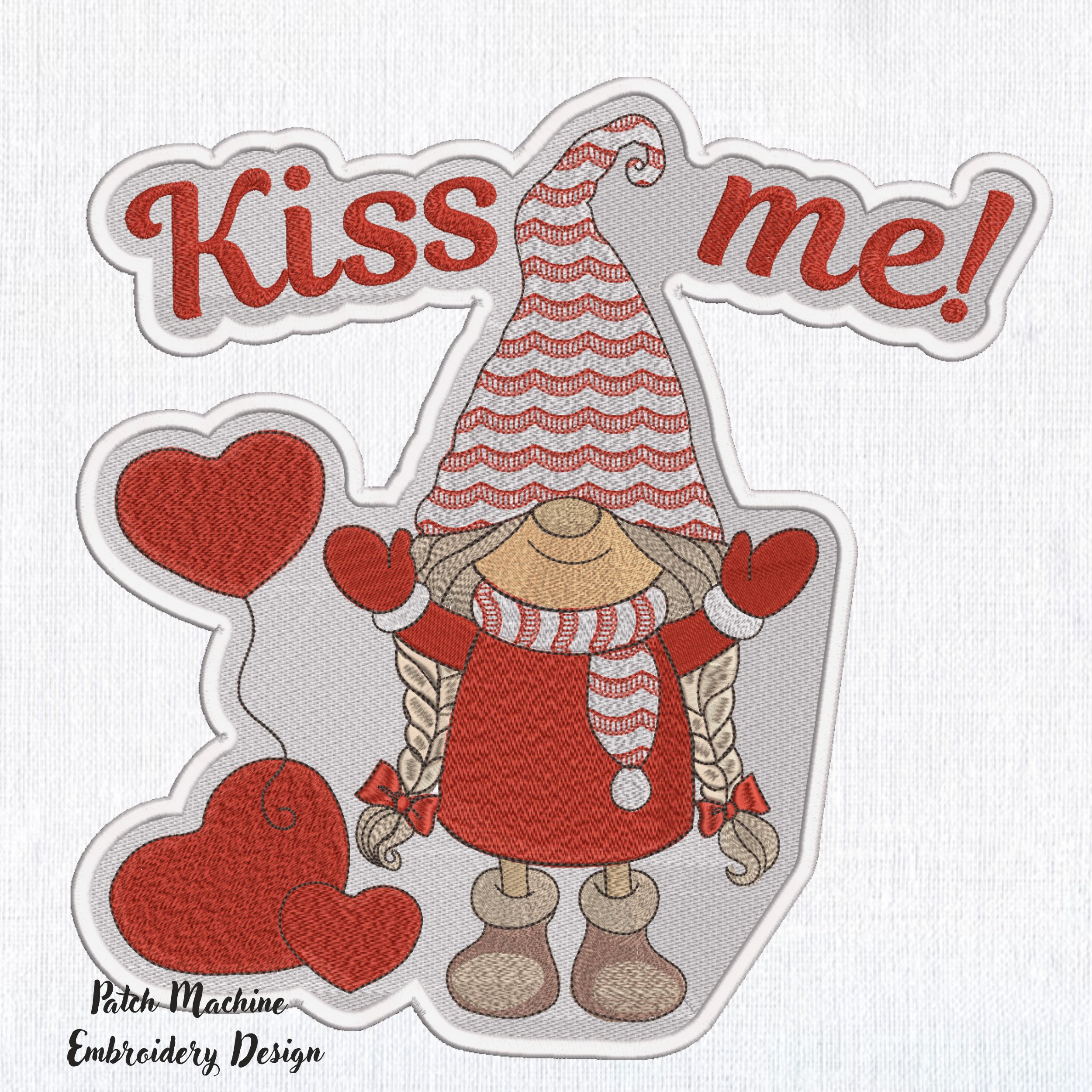 Patch Valentine Cute Funny Gnome and heart balloons-7