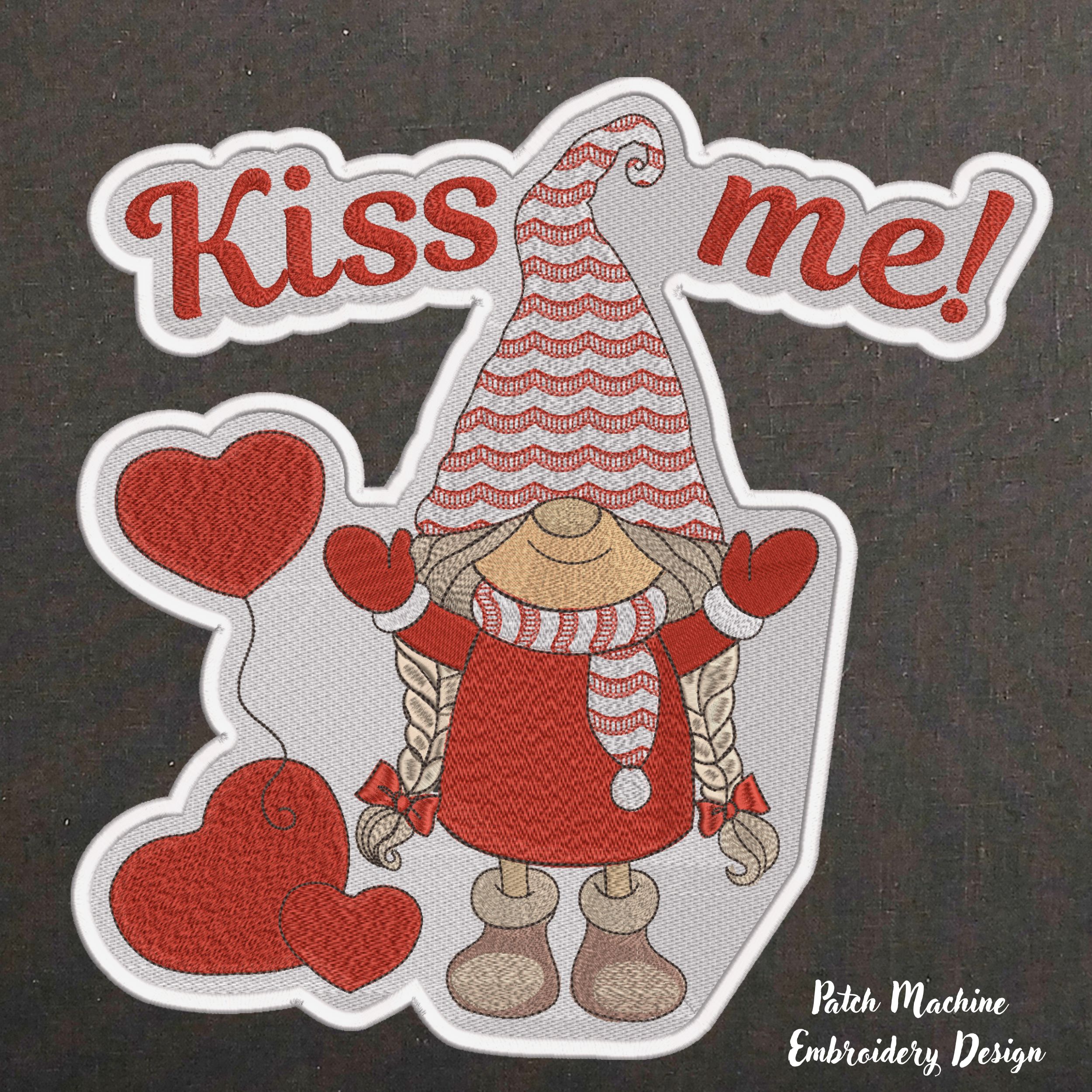 Patch Valentine Cute Funny Gnome and heart balloons-8