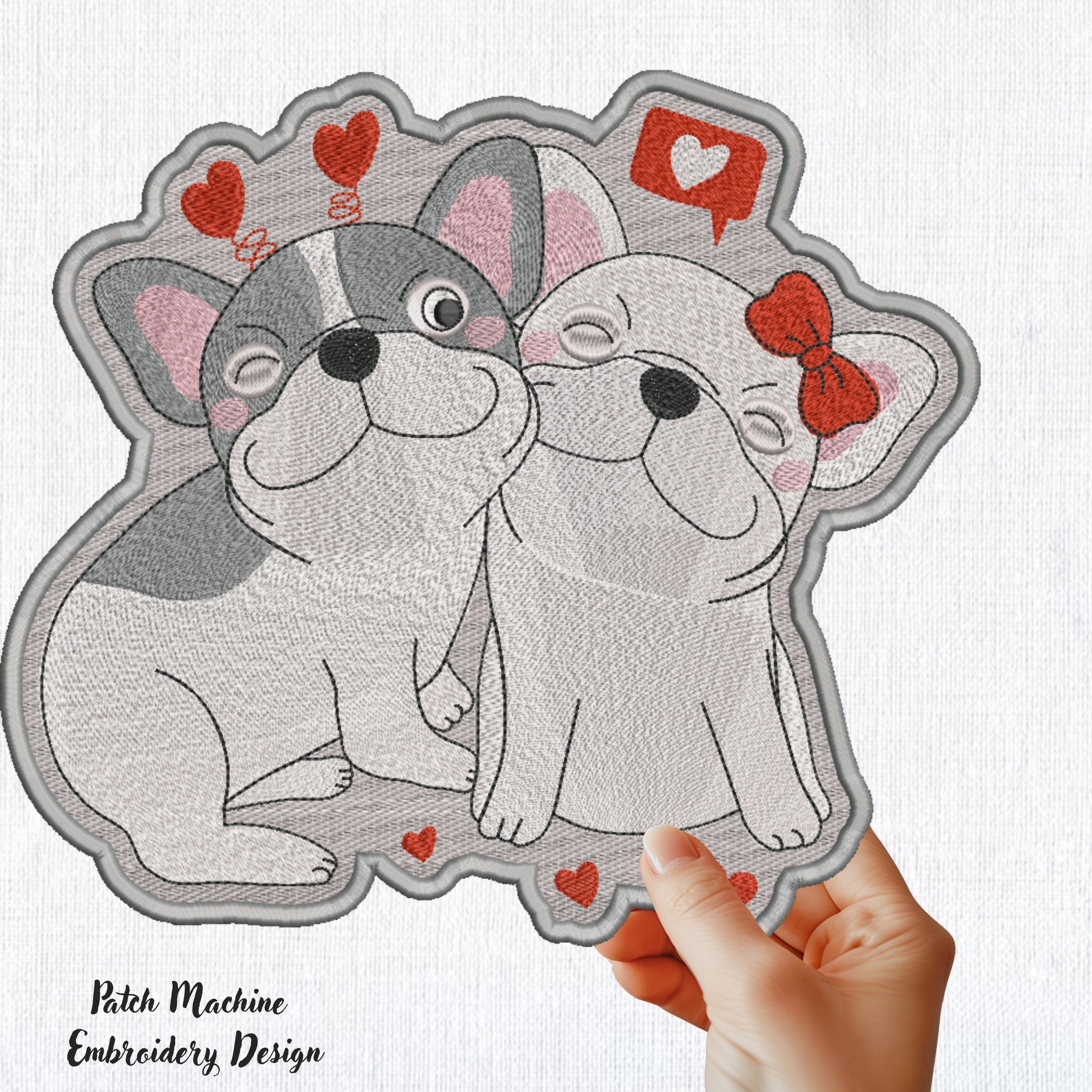 Patch Cute Funny loves French Bulldog Couple-3