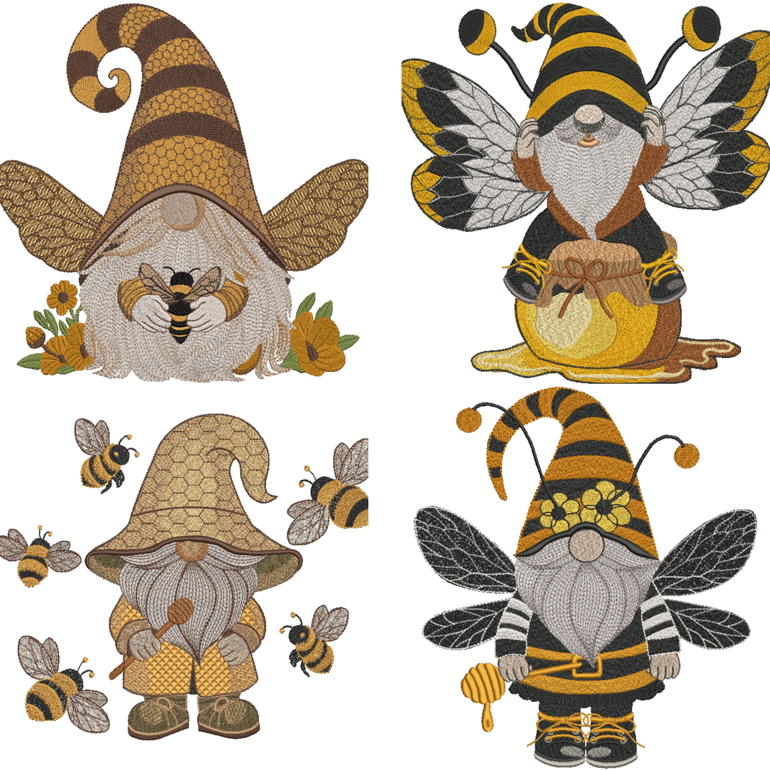 Set of 4 Honey Bee Gnome-3