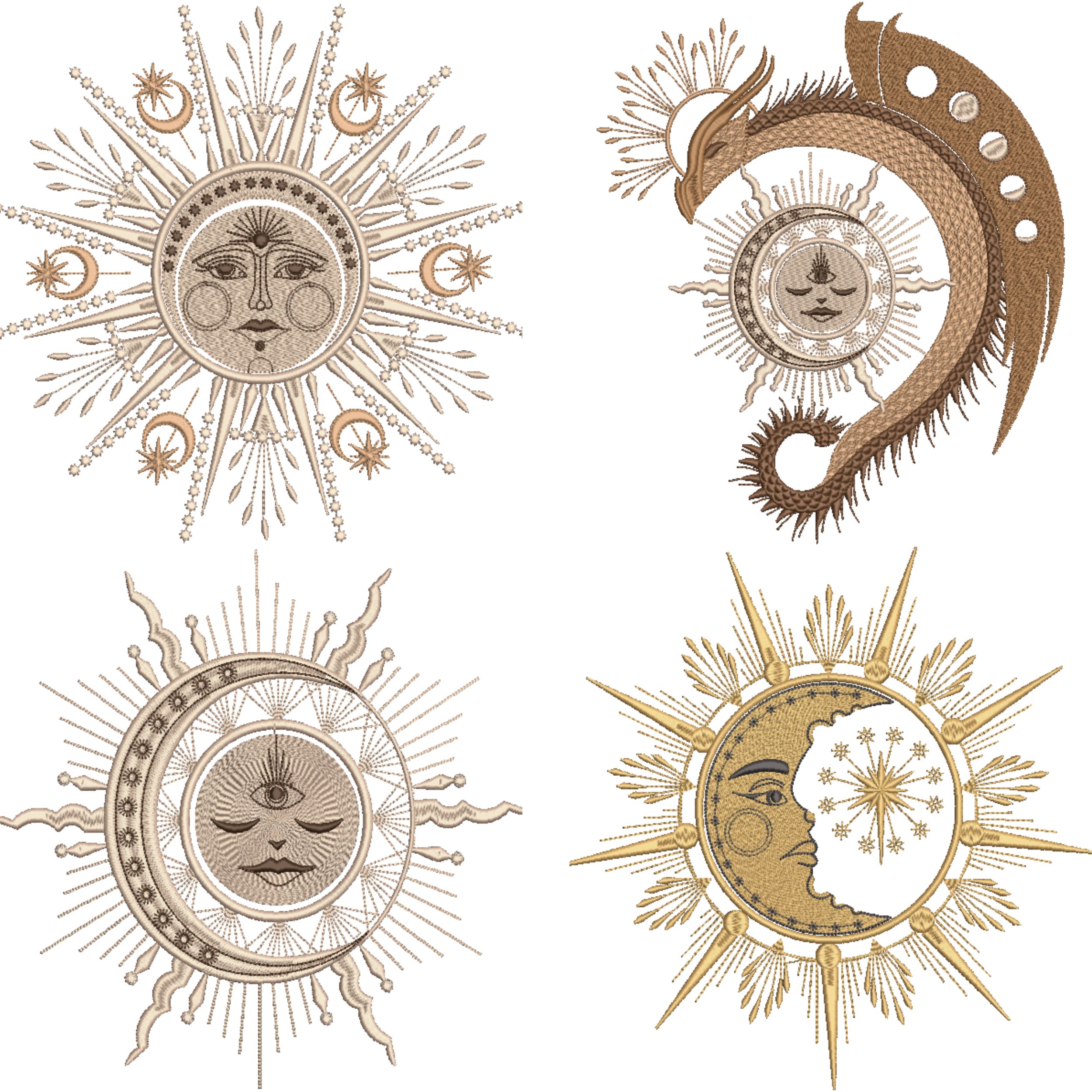 Set of 4 Sun with Face, Moon & Star-3