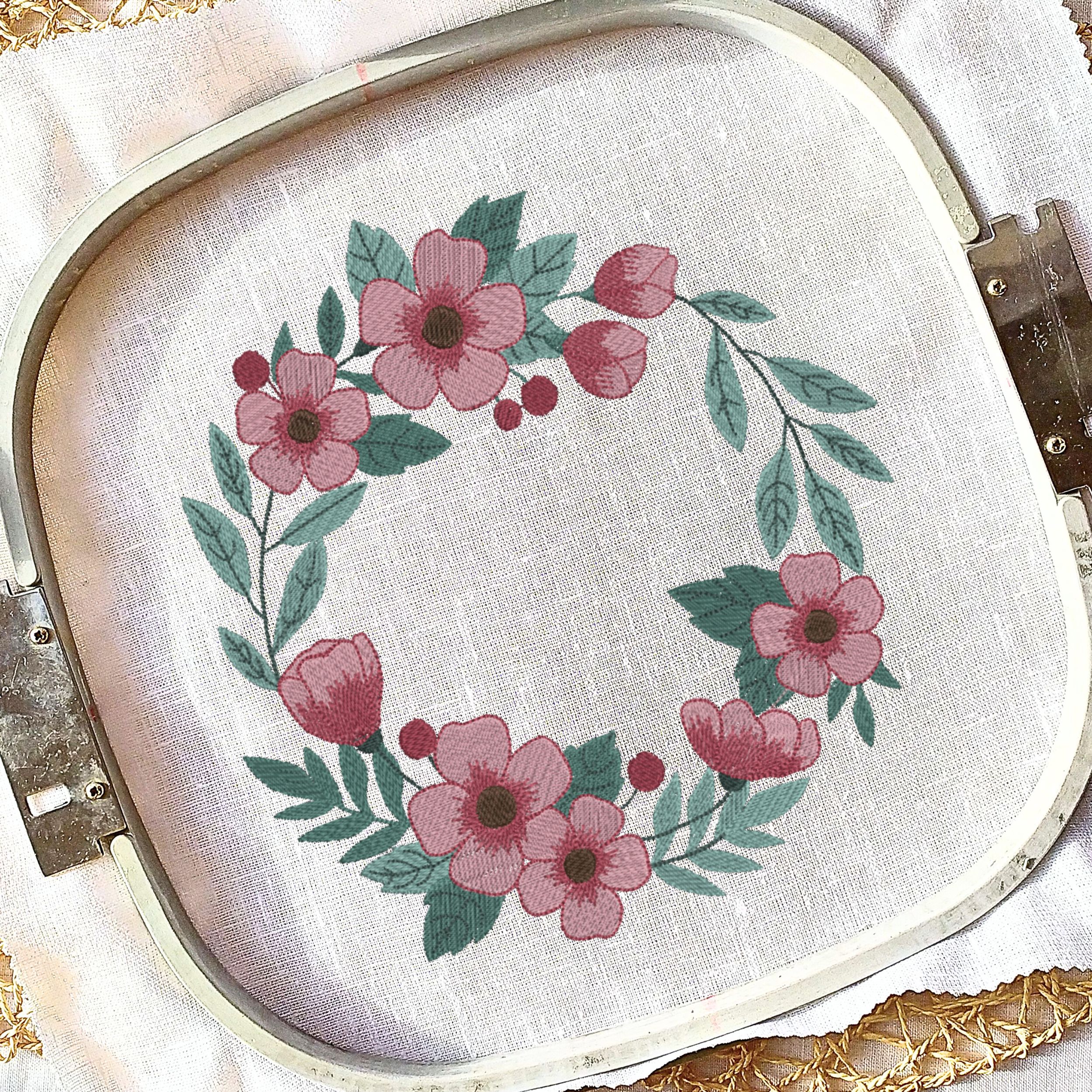 Set of 4 Wreath and Branch of Pink Flower-6