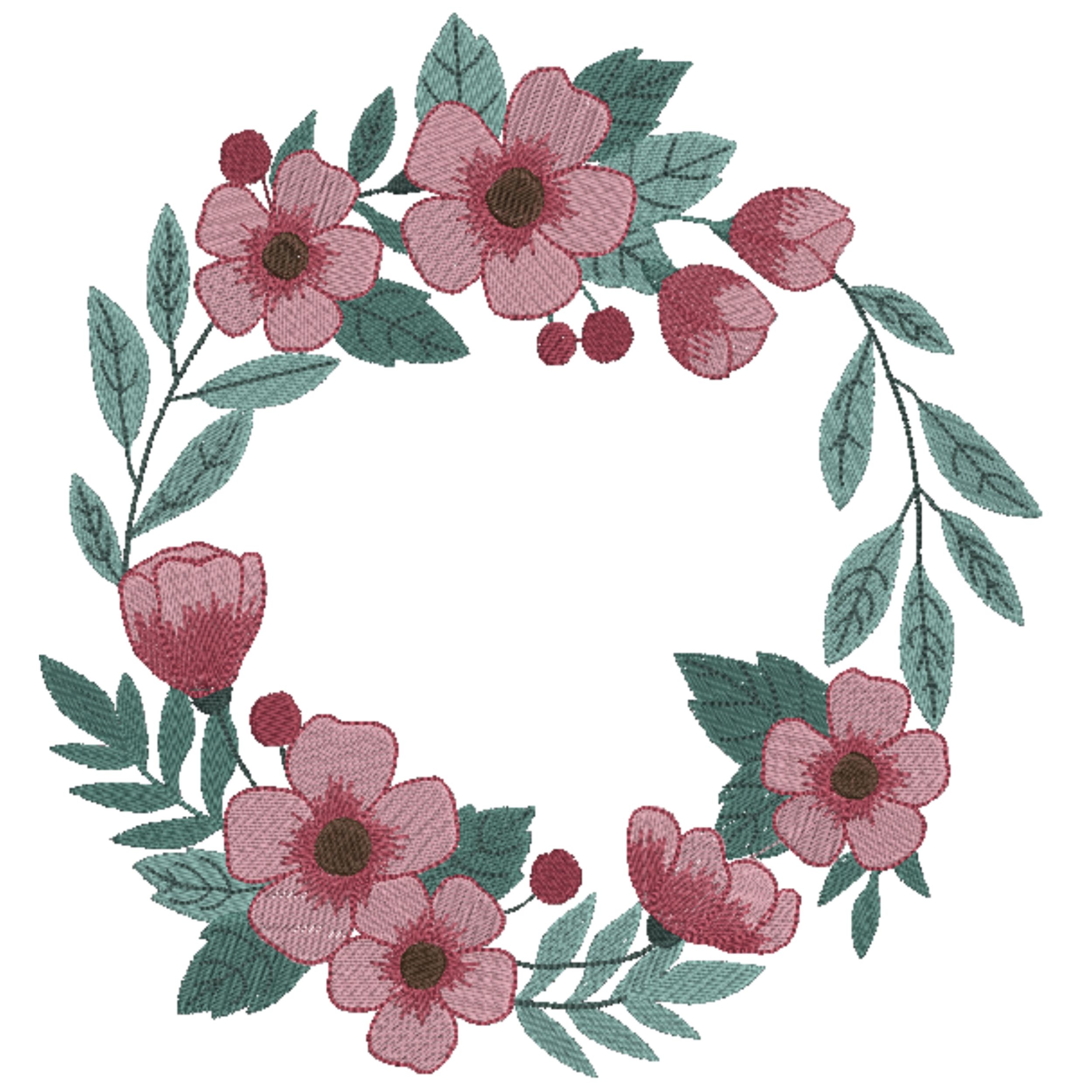 Set of 4 Wreath and Branch of Pink Flower-10