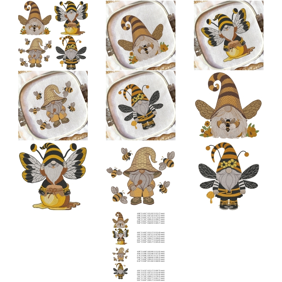 Set of 4 Honey Bee Gnome