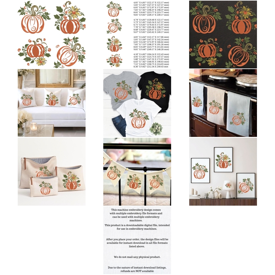 Set 4 Fall Orange Pumpkin