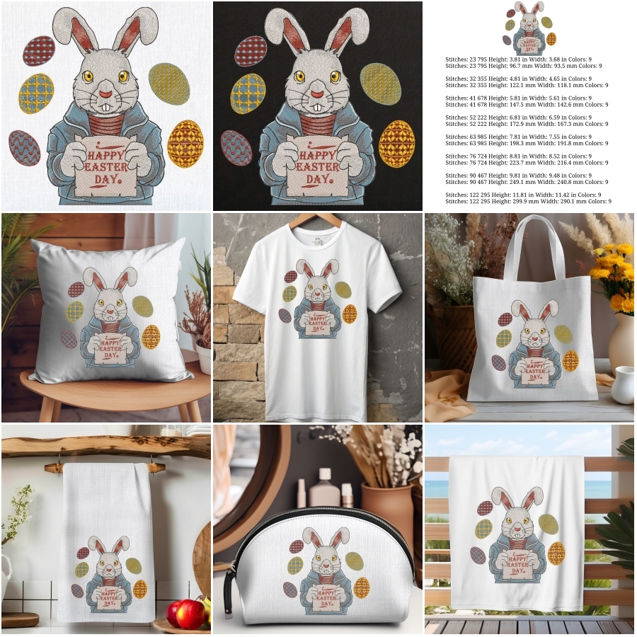 Cute Easter Bunny with Happy Easter Day Sign