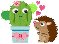 Potted Cactus & Hedgehog