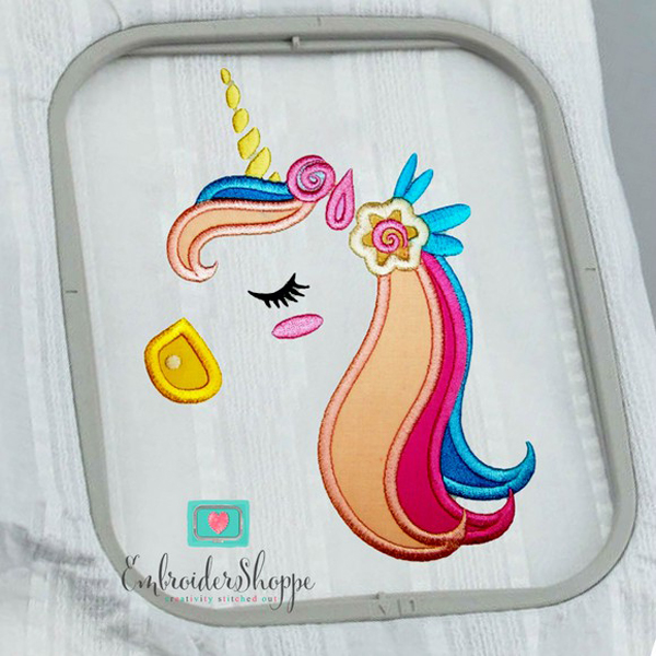 Unicorn Side Face 3 Applique -3