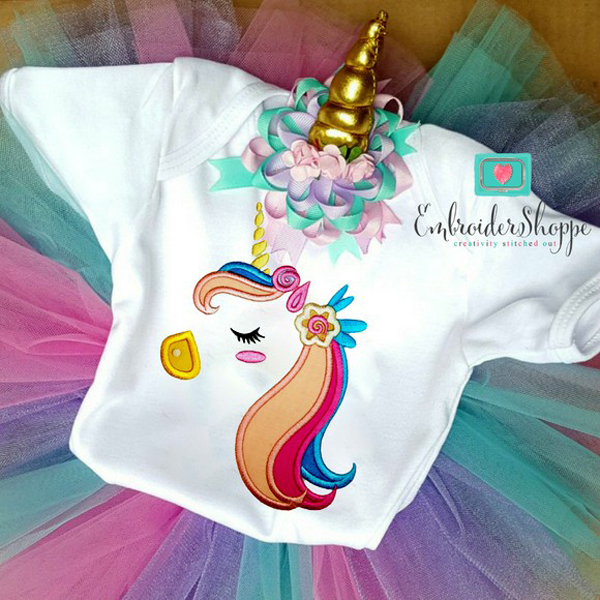 Unicorn Side Face 3 Applique -4