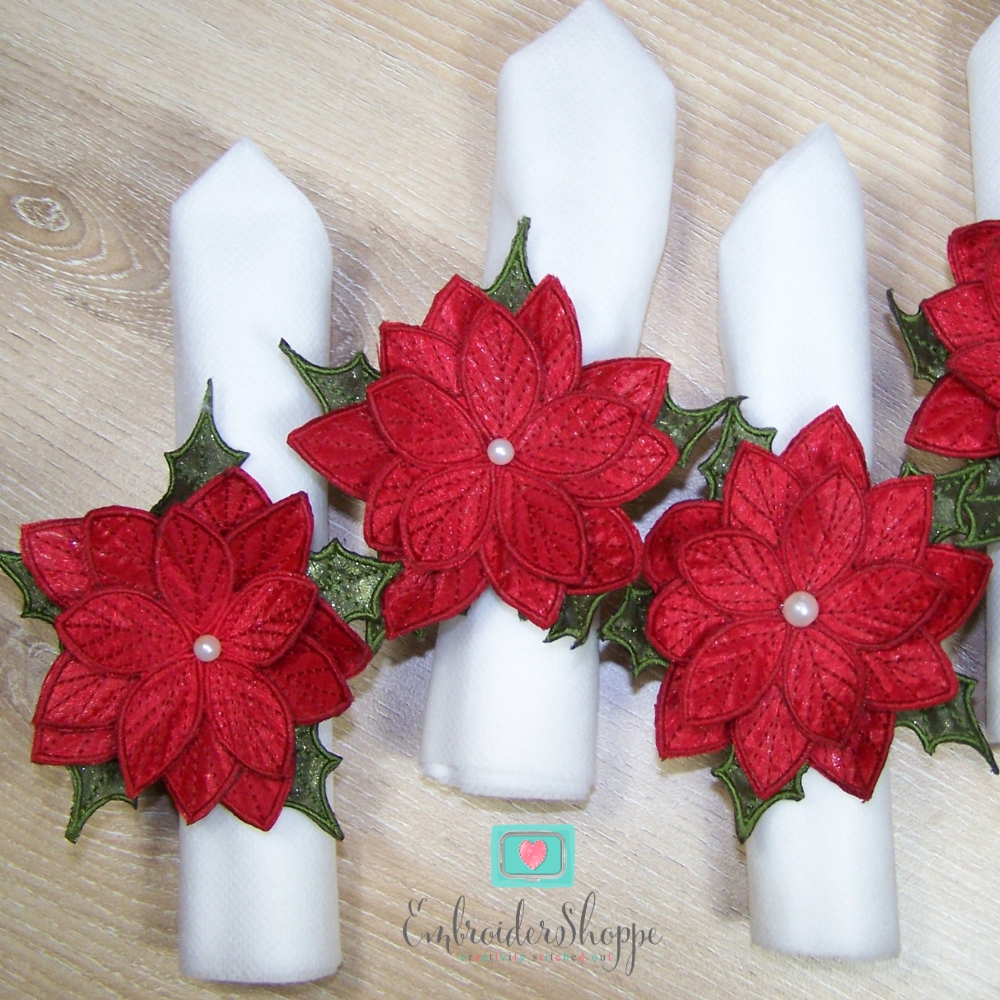 Poinsettia Napkin Ring-5