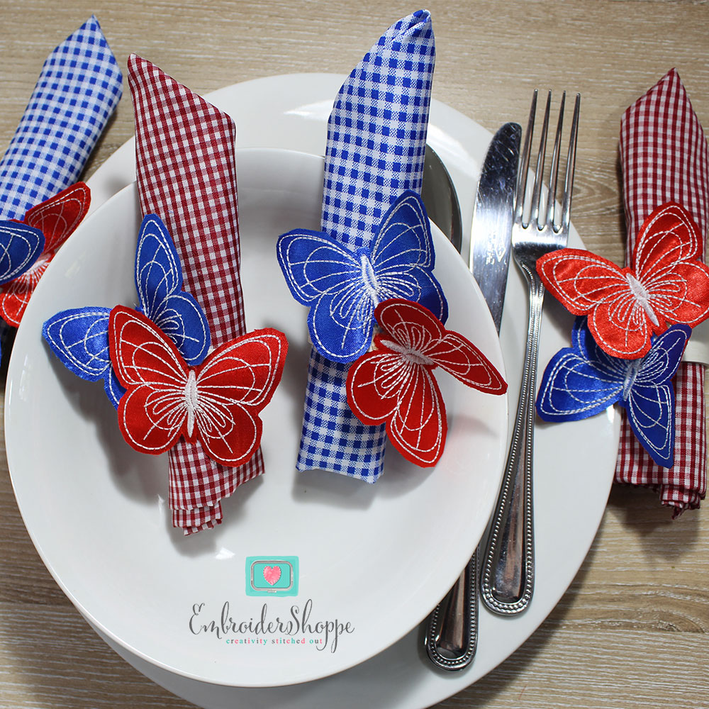 4th of July Butterfly Napkin Ring-4