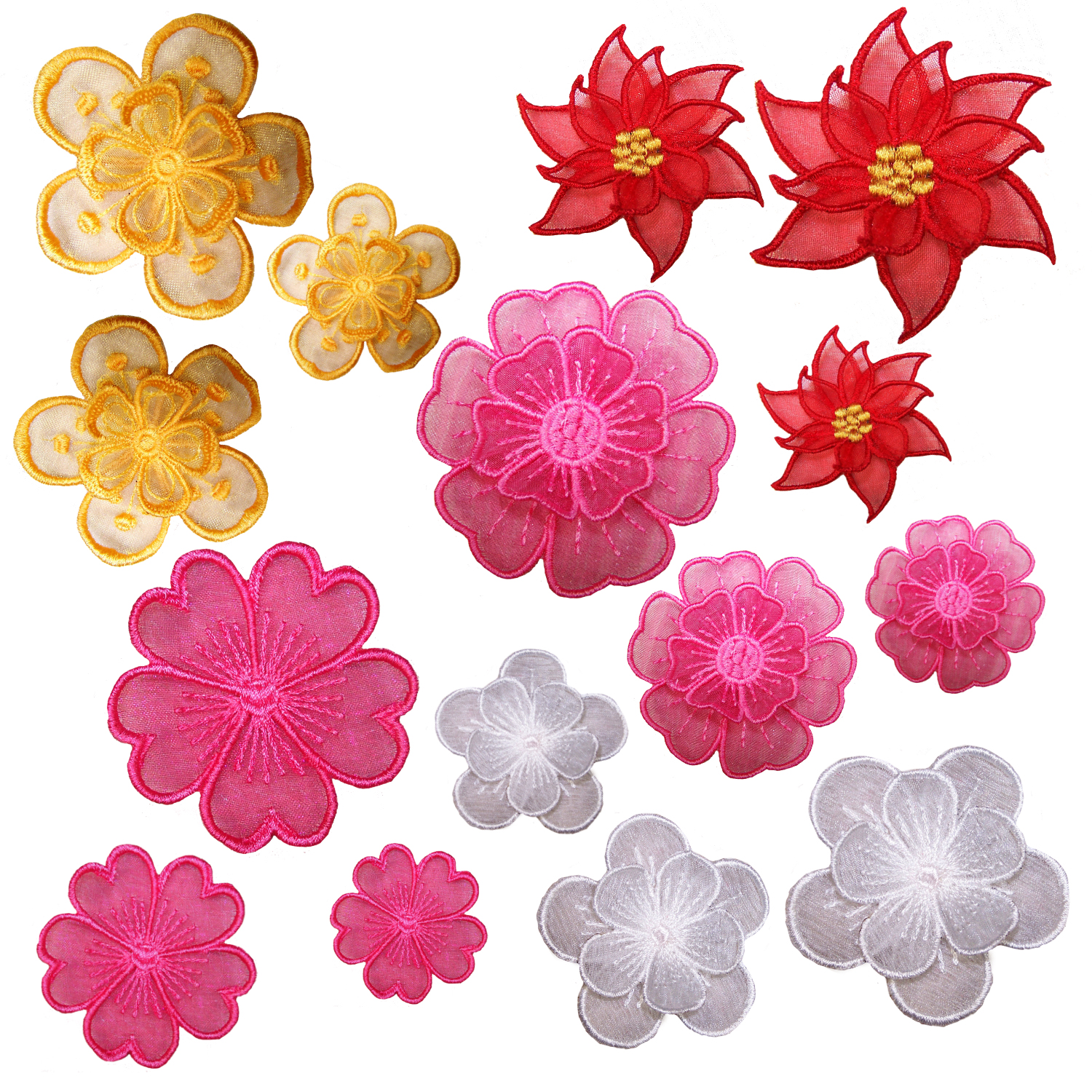 Organza Flower Embellishments 1-8