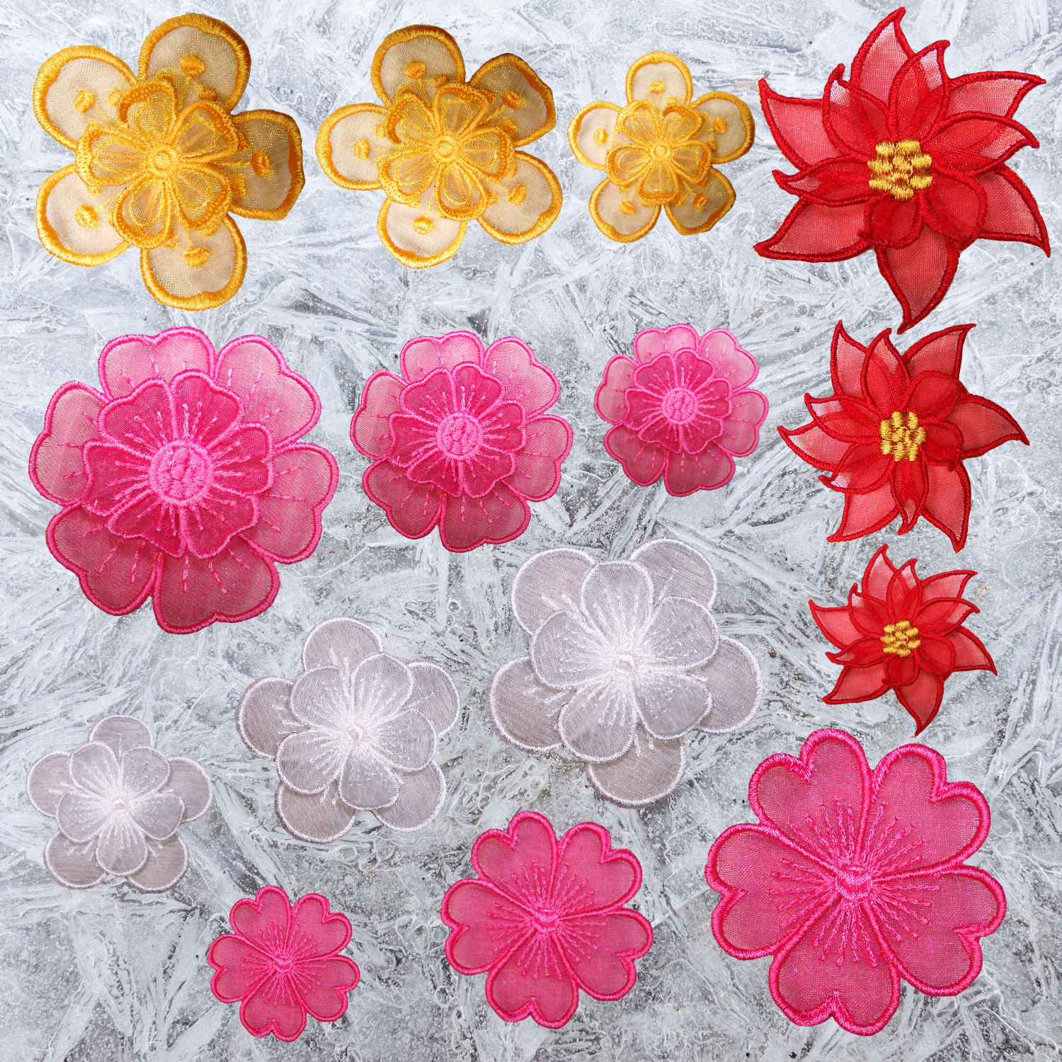 Organza Flower Embellishments 1-10