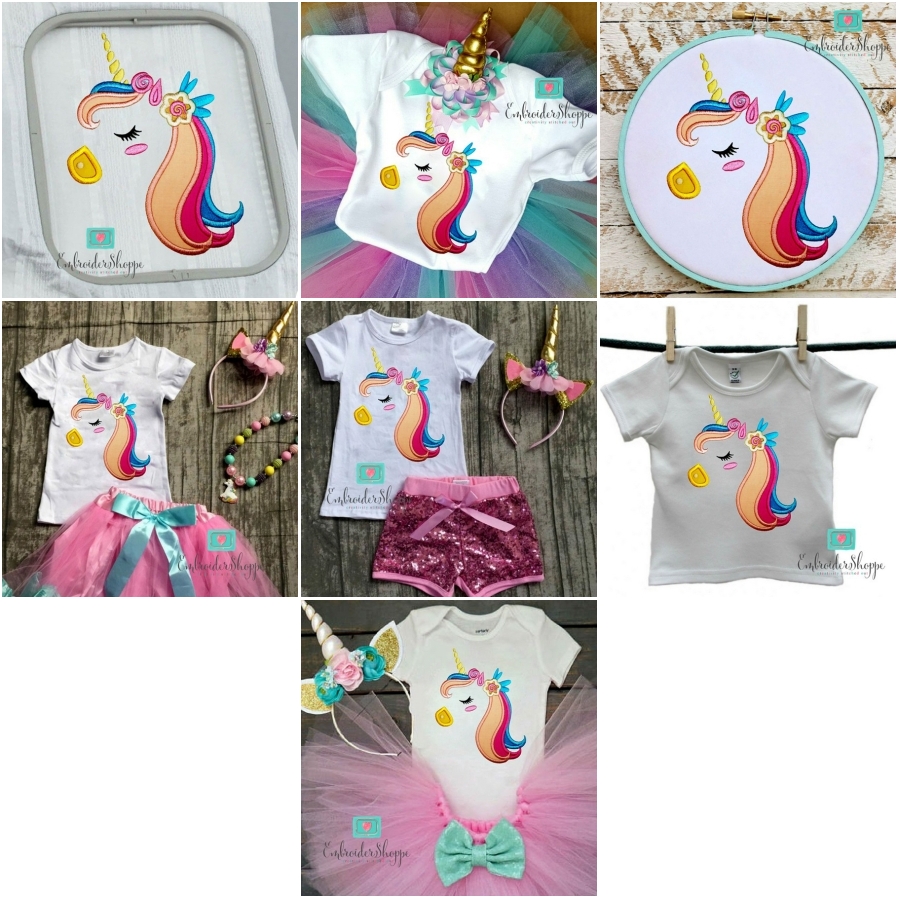 Unicorn Side Face 3 Applique 