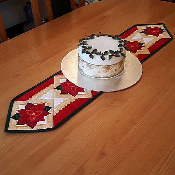 Quilted Poinsettia Table Runner
 -3