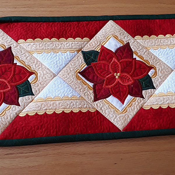 Quilted Poinsettia Table Runner
 -4