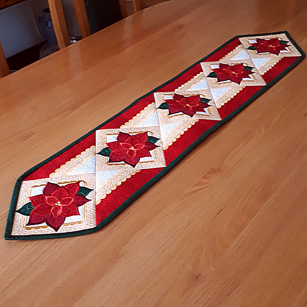 Quilted Poinsettia Table Runner
 -5