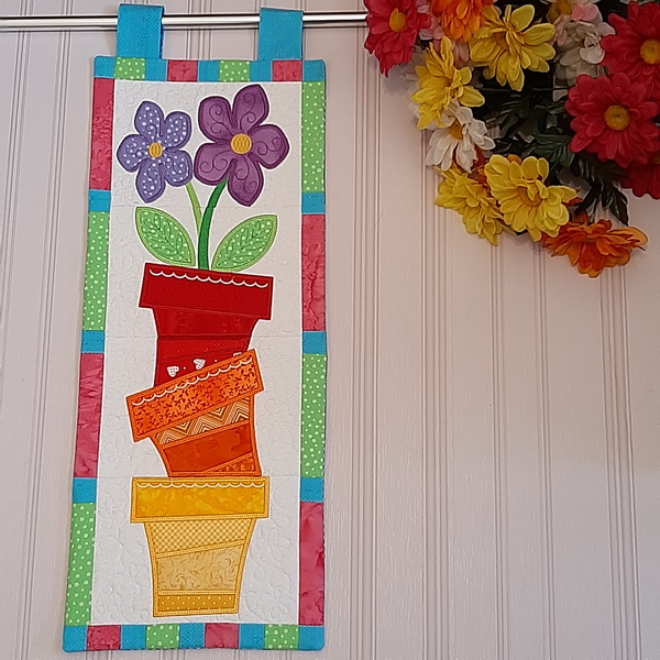 Flower Pot Stack Mini Quilt-3