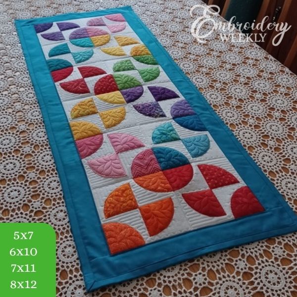Around the World Quilted Block Table Runner-3