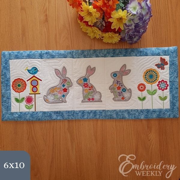 Applique Bunny and Flower Table Topper-3