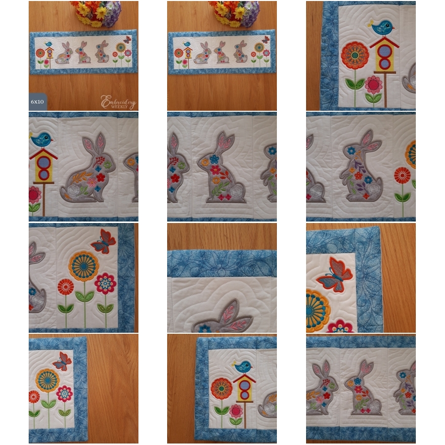 Applique Bunny and Flower Table Topper