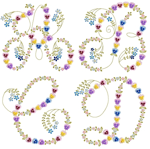 French Script Pansy Monogram -3